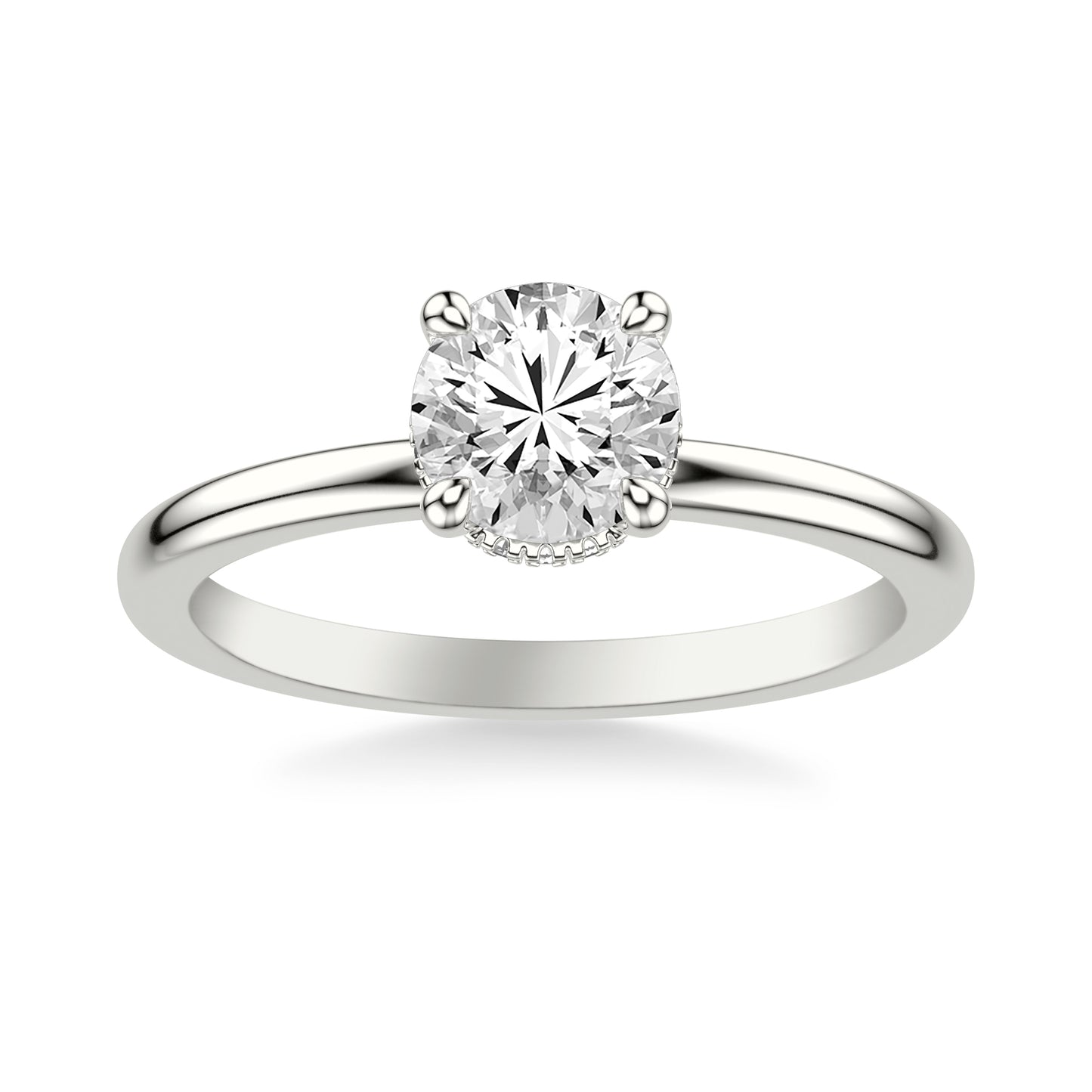 Alice Classic Hidden Halo Solitaire Engagement Ring with Moissanite (7372399509688)