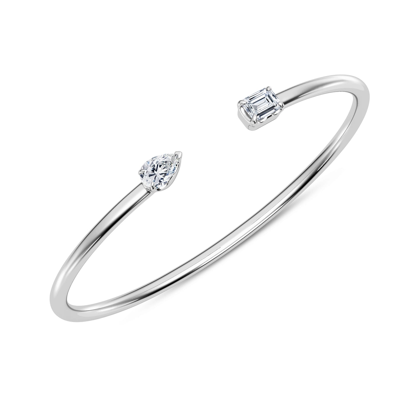 Mixed Shape Lab Diamond Open Cuff Bangle (7390456676536)