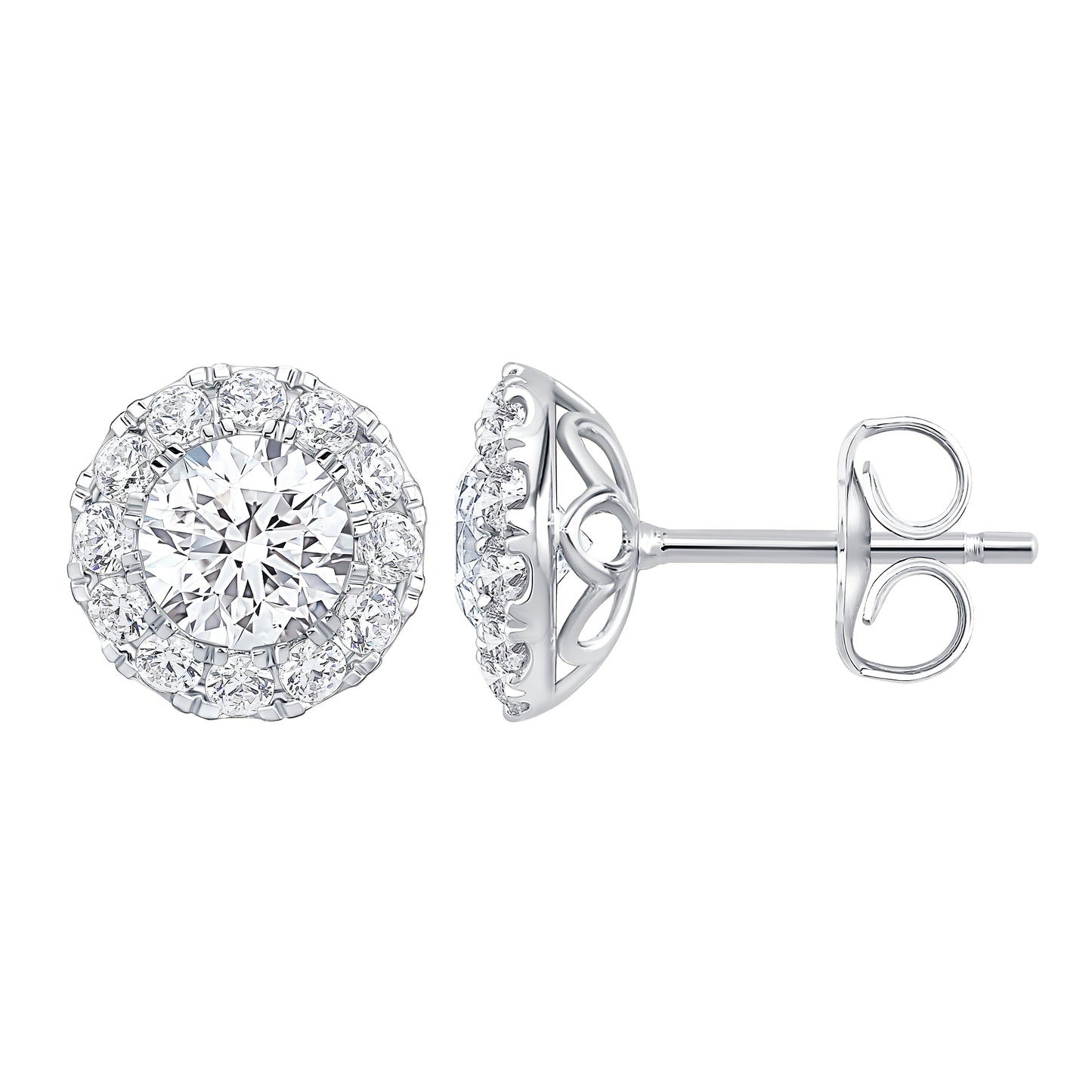 Round Lab Diamond Halo Studs (7302521225400)