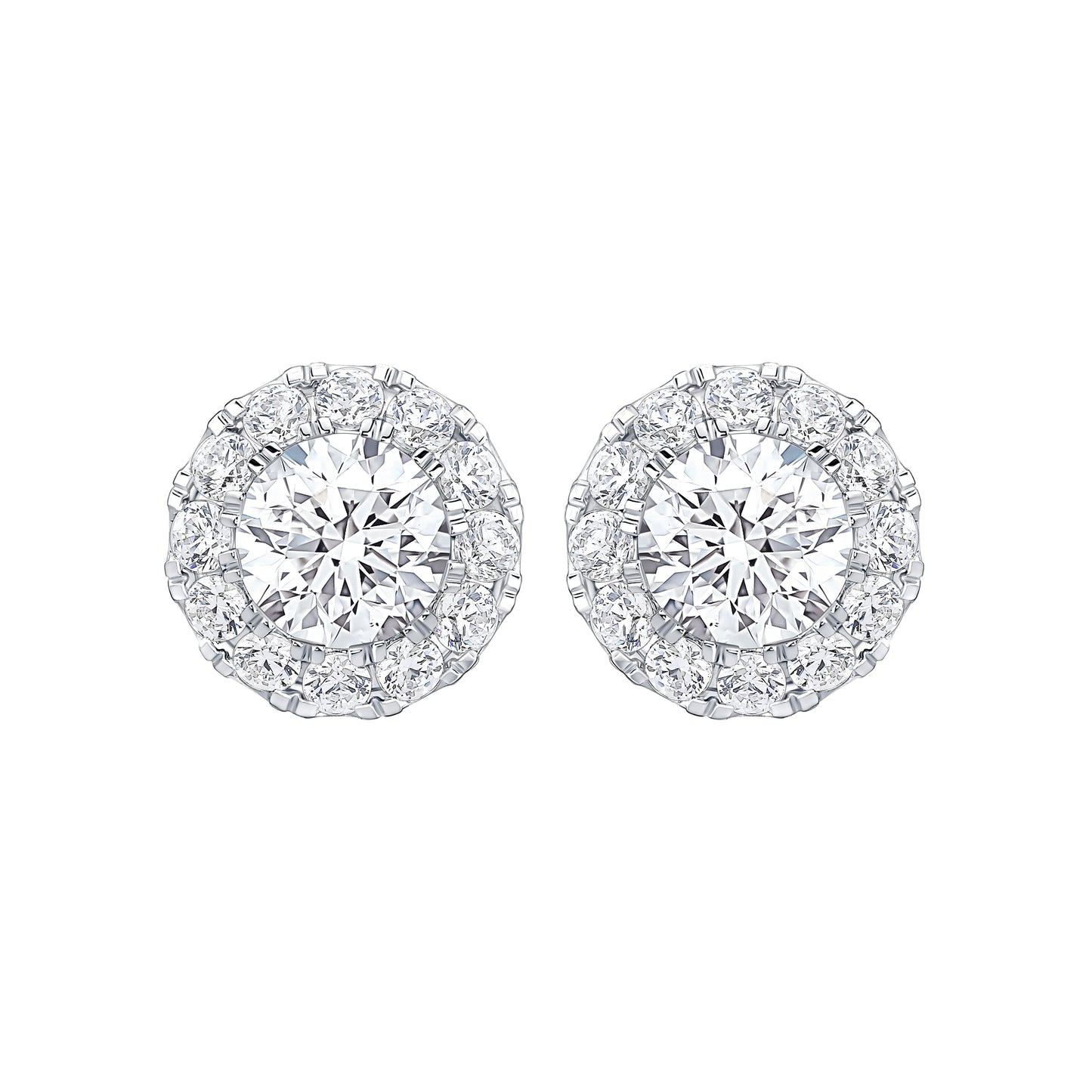 Round Lab Diamond Halo Studs (7302521225400)