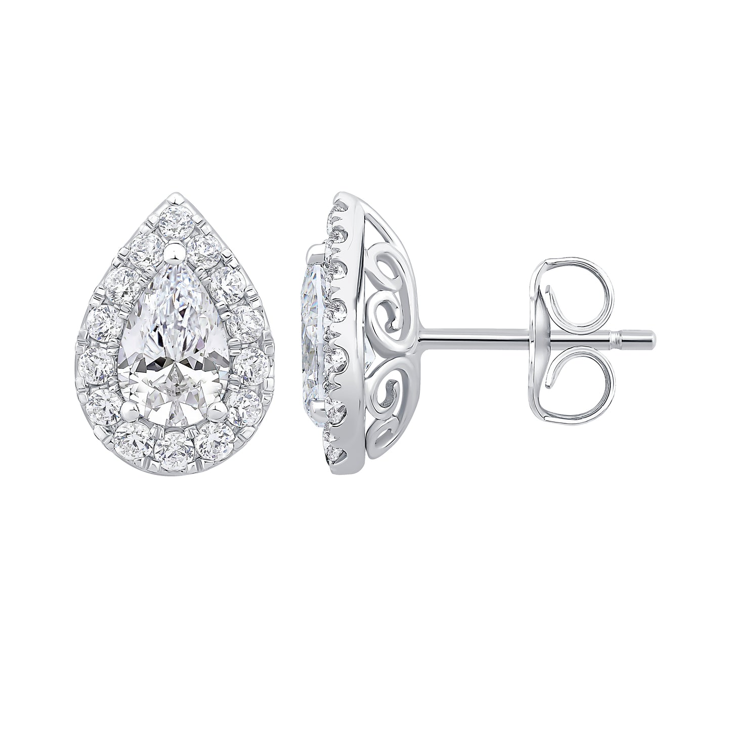 Pear-Shaped Lab Diamond Halo Studs (7302521847992)