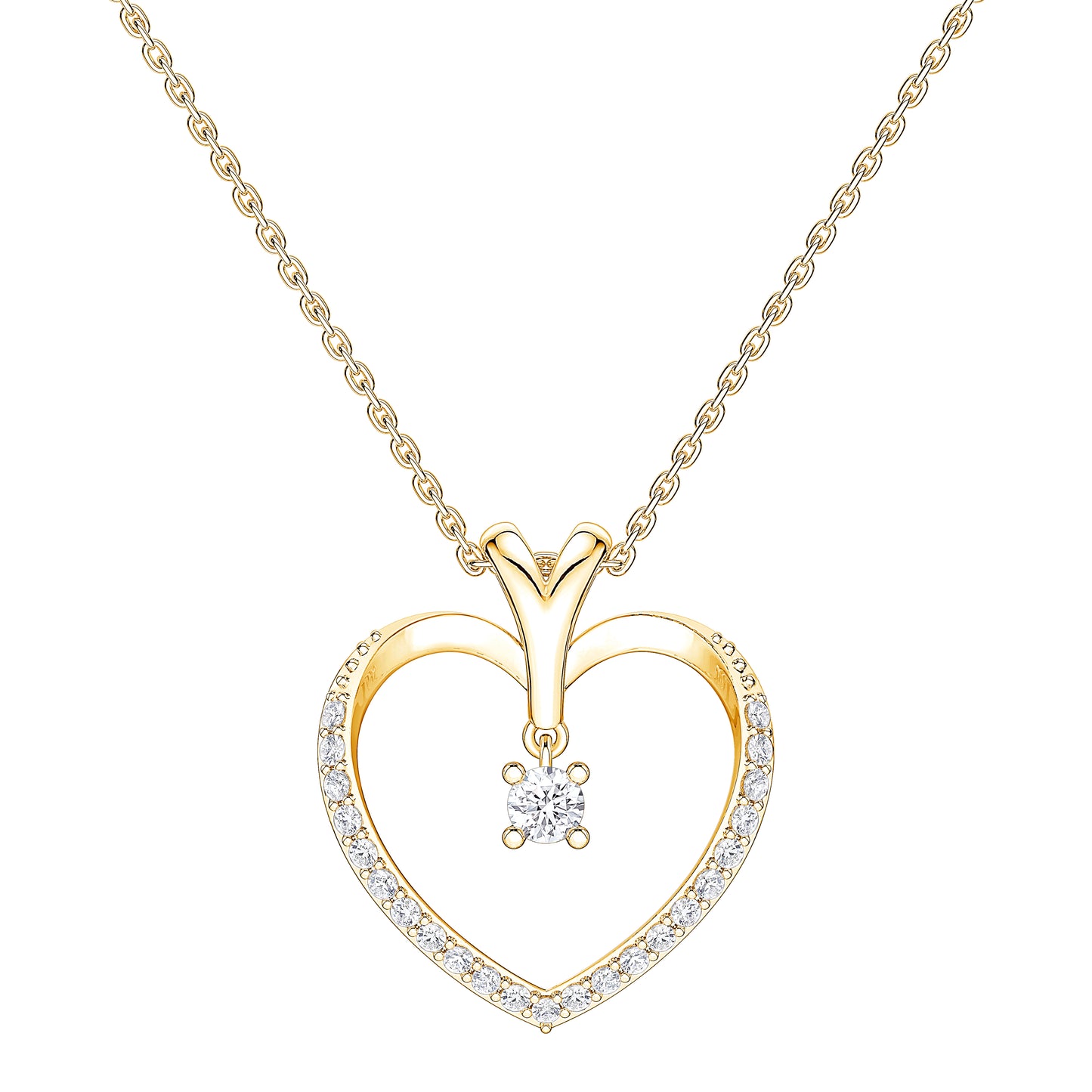 Lab Diamond Drop Heart Pendant (7355792031928)