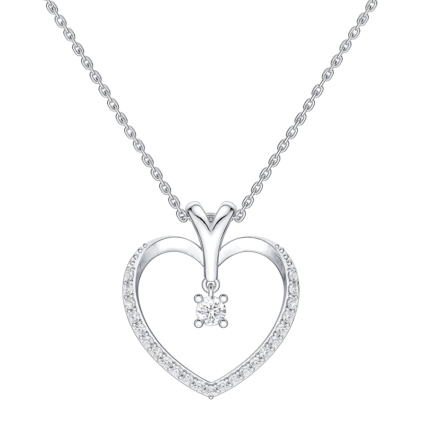 Lab Diamond Drop Heart Pendant (7355792031928)