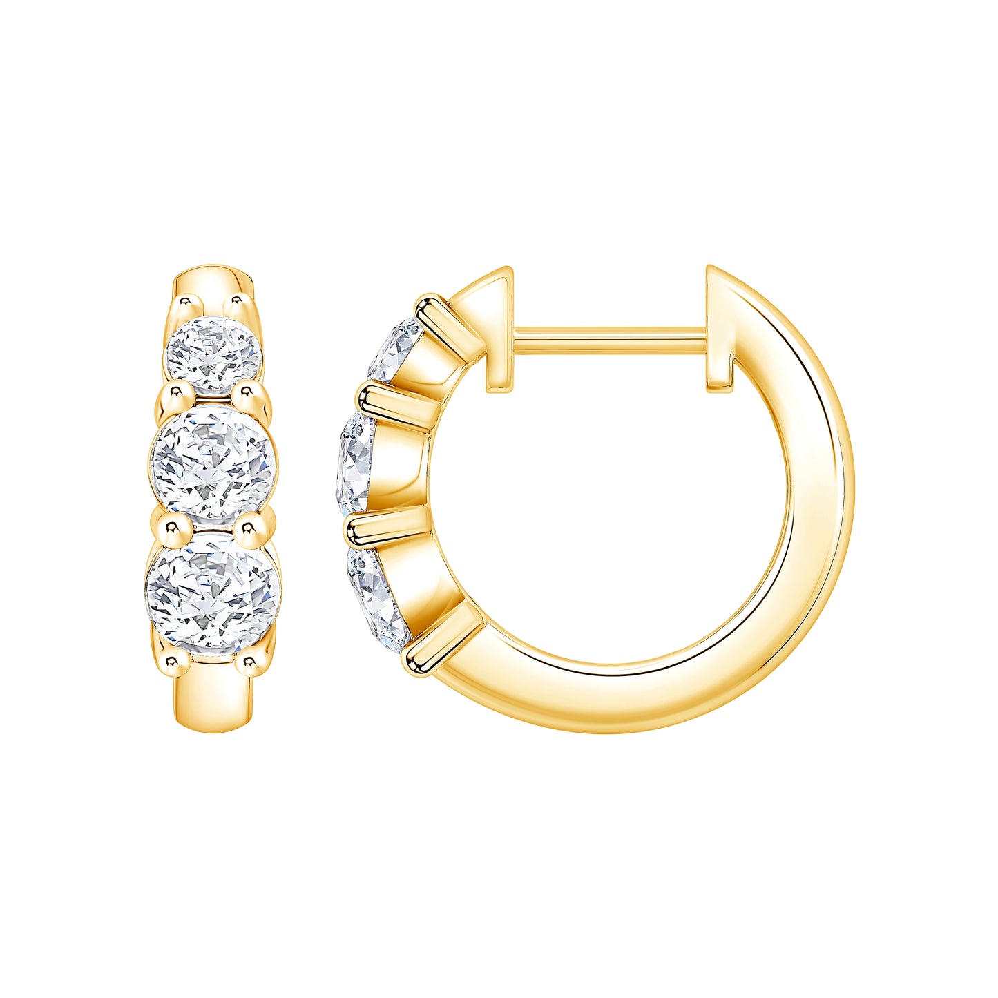 Three-Stone Graduated Lab Diamond Hoop Earring (7356407349432)