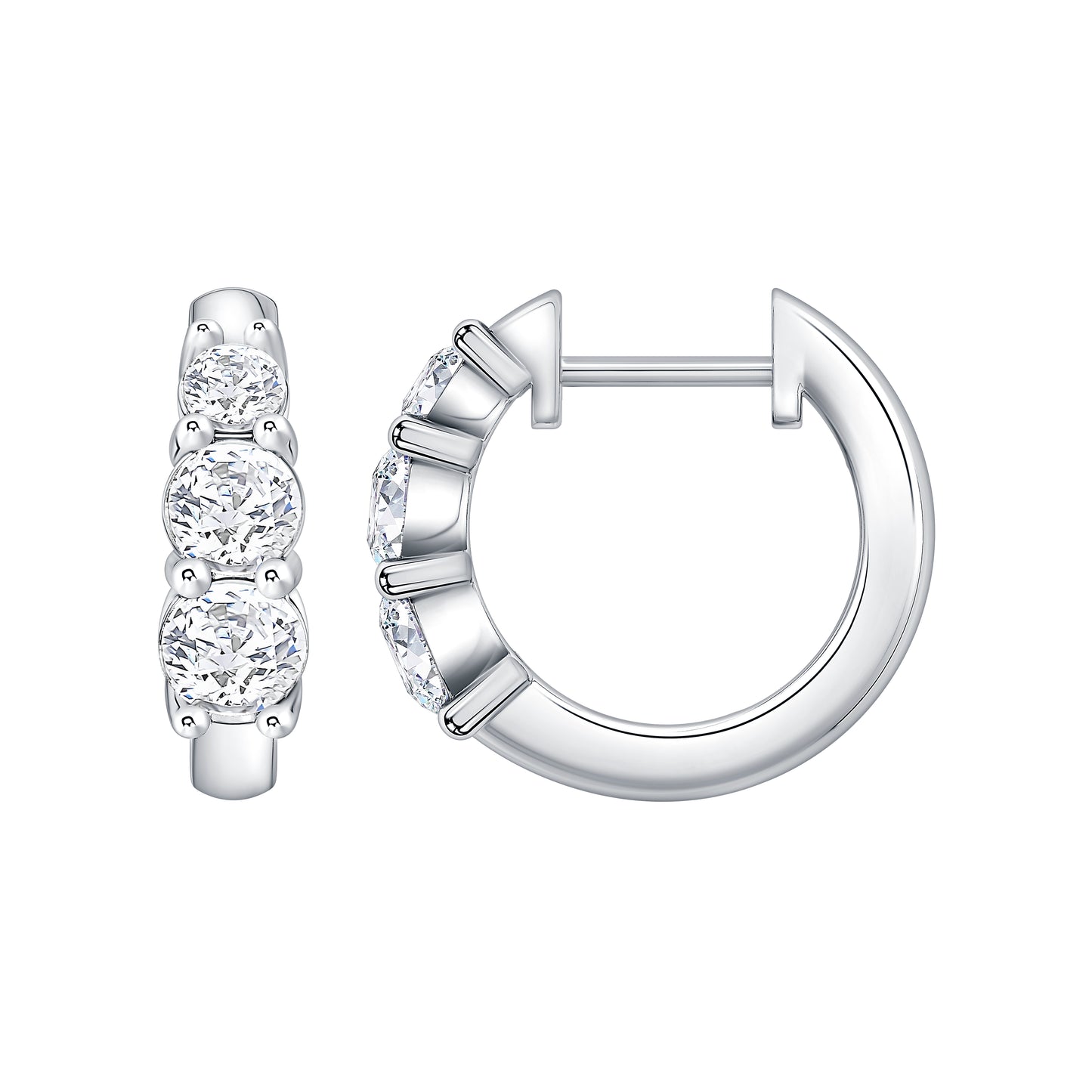 Three-Stone Graduated Lab Diamond Hoop Earring (7356407349432)