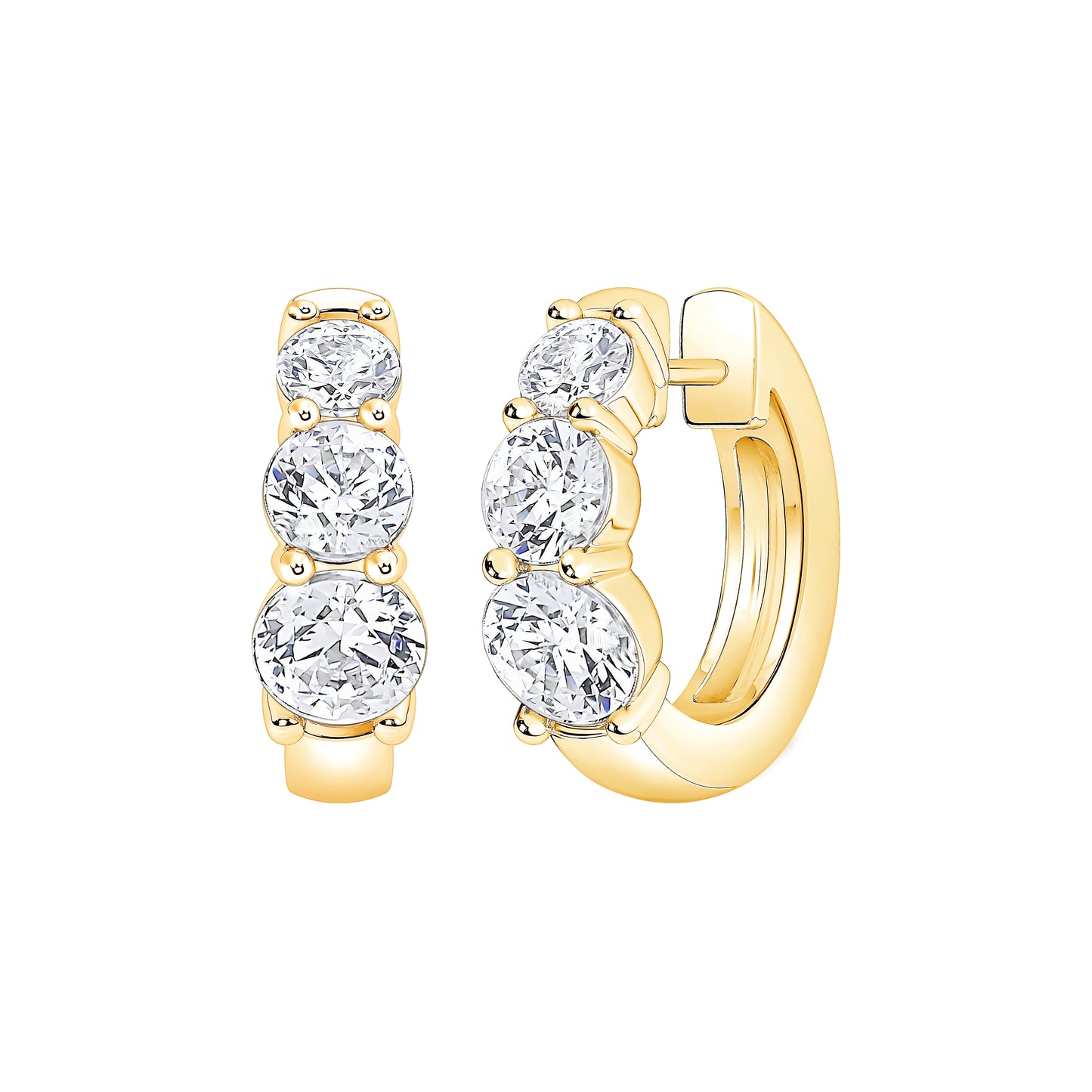 Three-Stone Graduated Lab Diamond Hoop Earring (7356407349432)