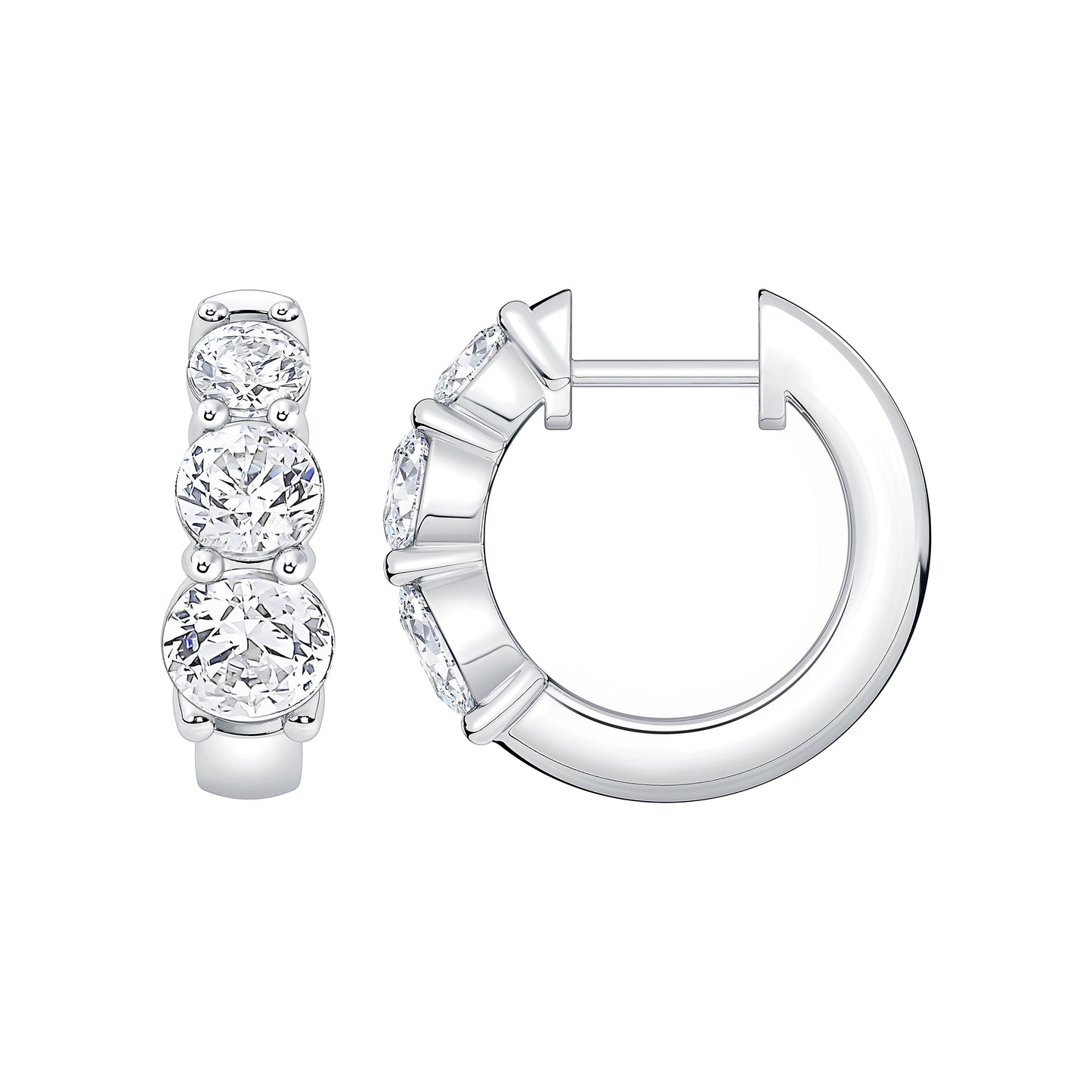 Three-Stone Graduated Lab Diamond Hoop Earring (7356407349432)