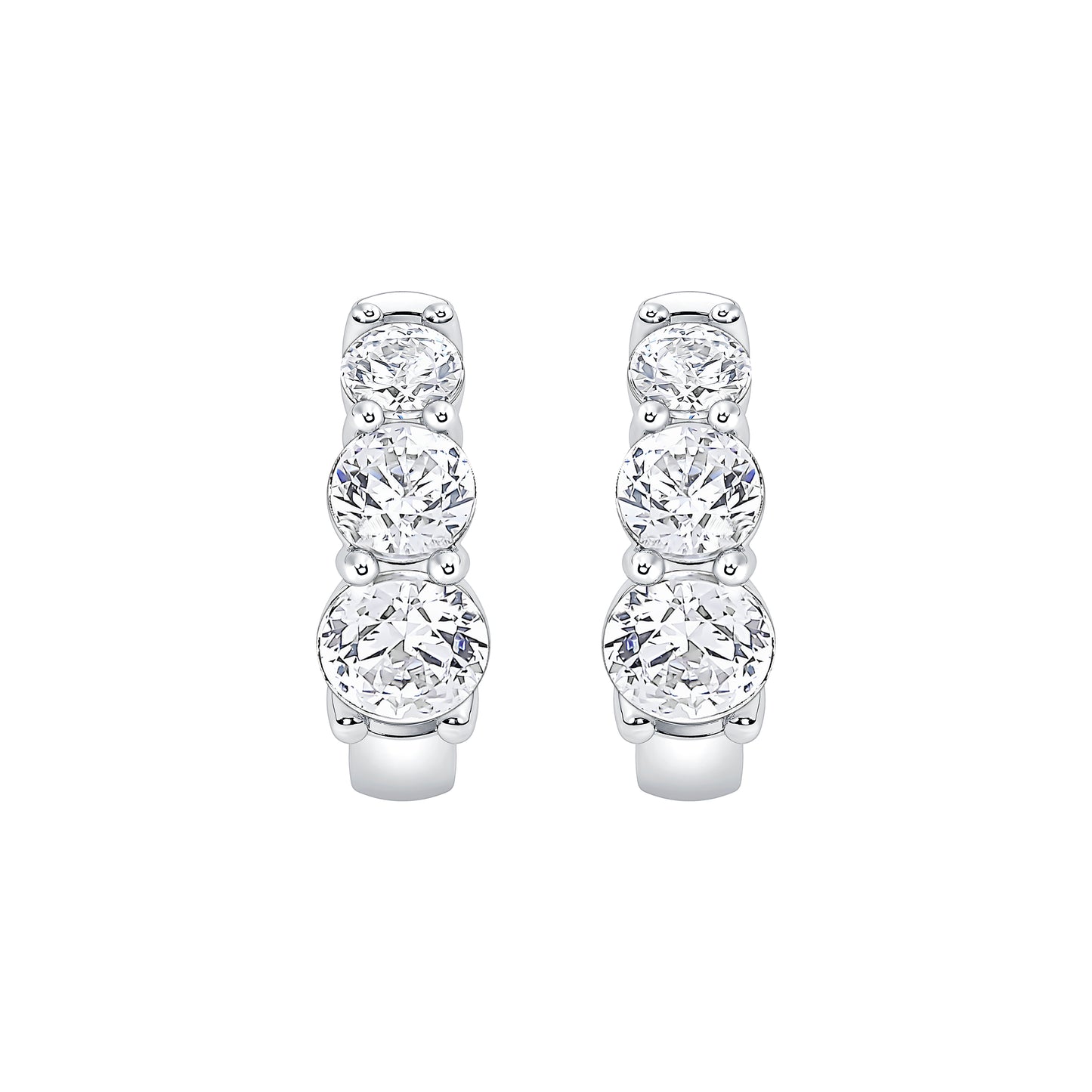 Three-Stone Graduated Lab Diamond Hoop Earring (7356407349432)