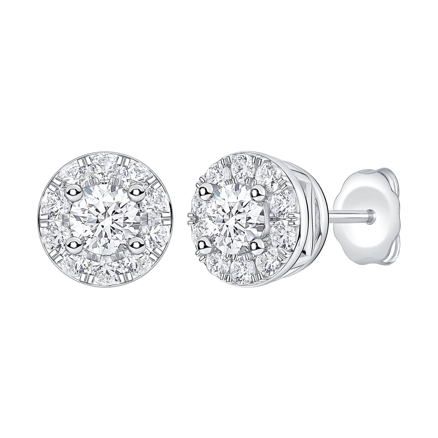 Petite Lab Diamond Halo Stud Earring (7356429598904)