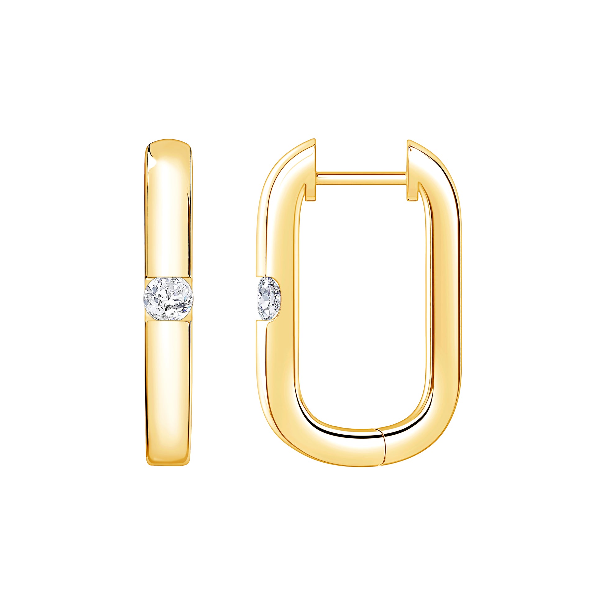 Elongated Hoop With Soliataire Lab Diamond (7356435628216)