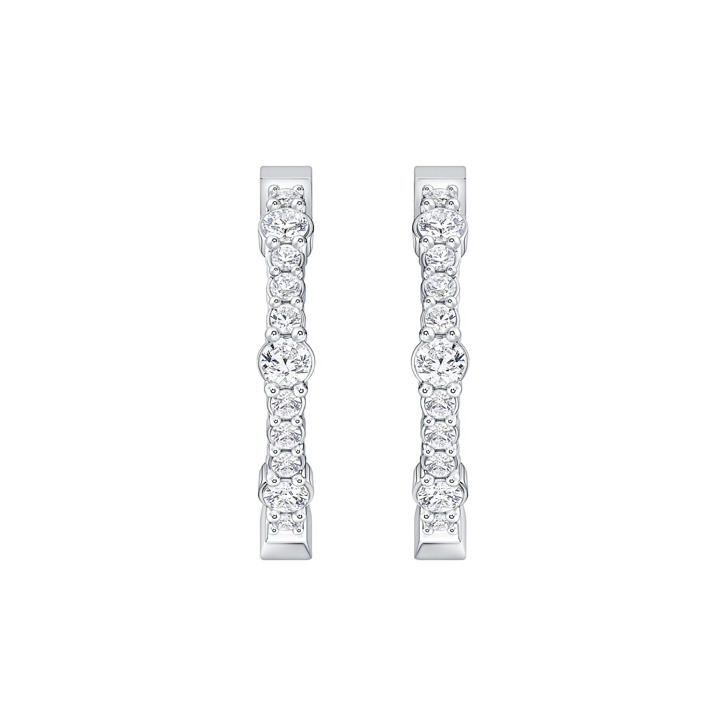 Alternating Sized Lab Diamond Hoops (7356437495992)