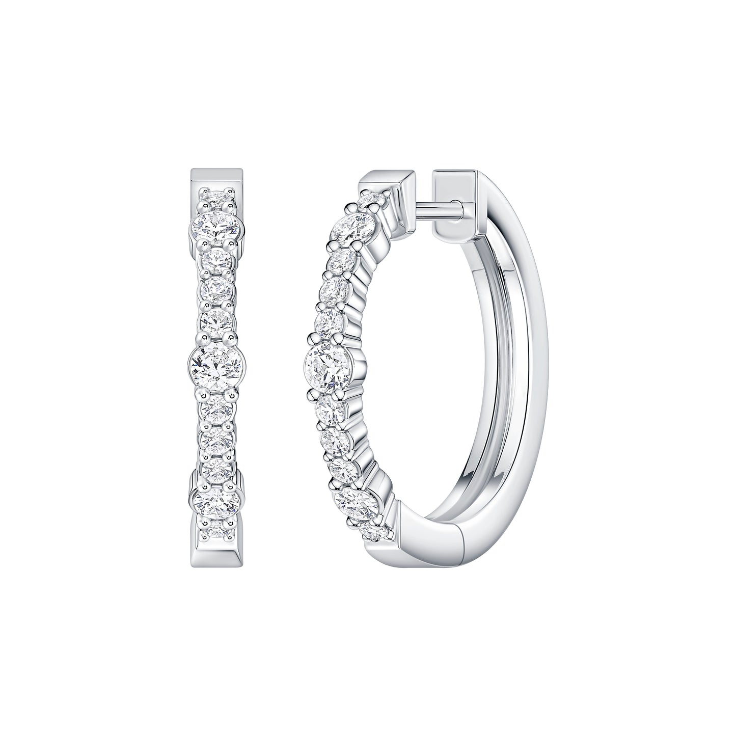 Alternating Sized Lab Diamond Hoops (7356437495992)