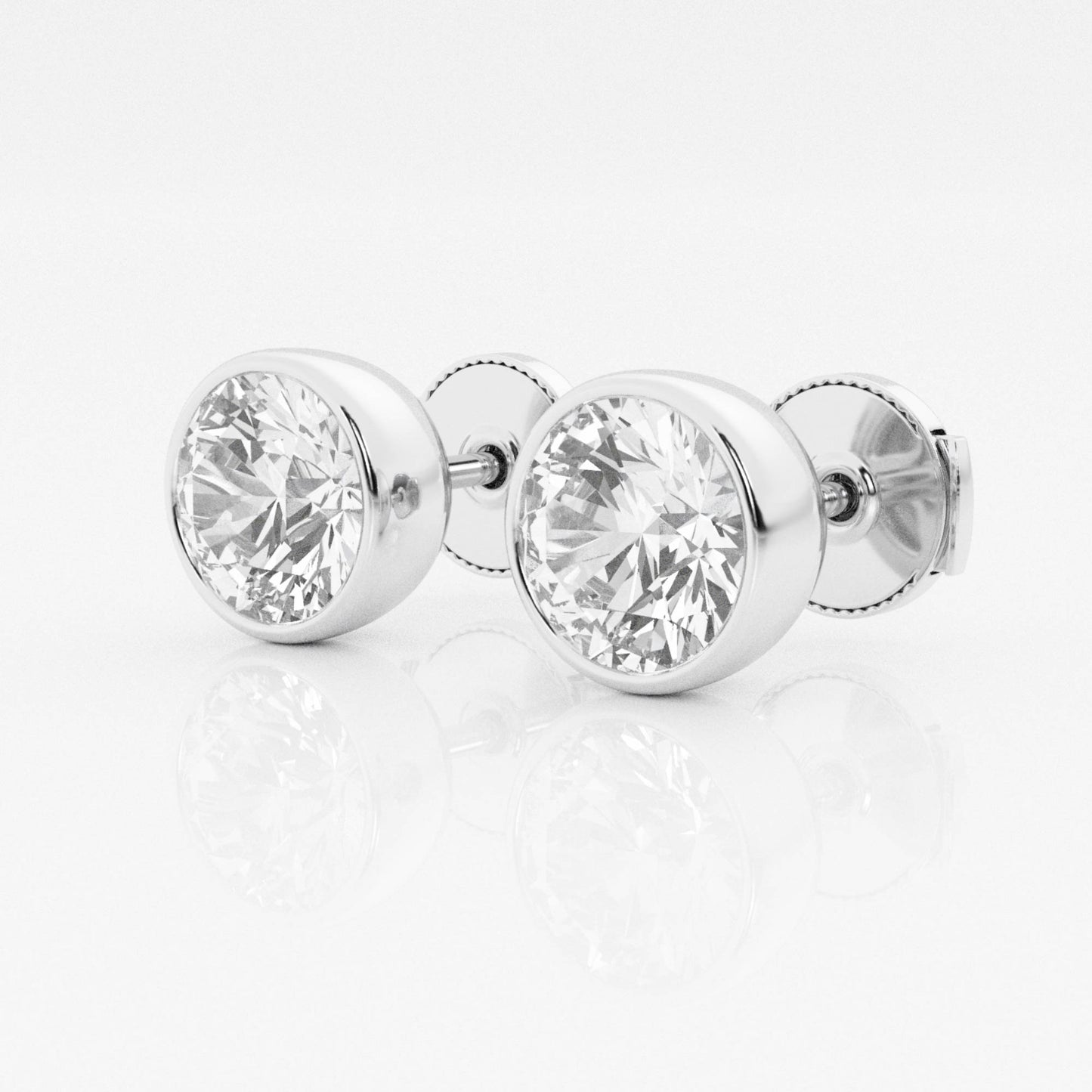 Round Lab Diamond Bezel Stud Earrings (7300426367160)