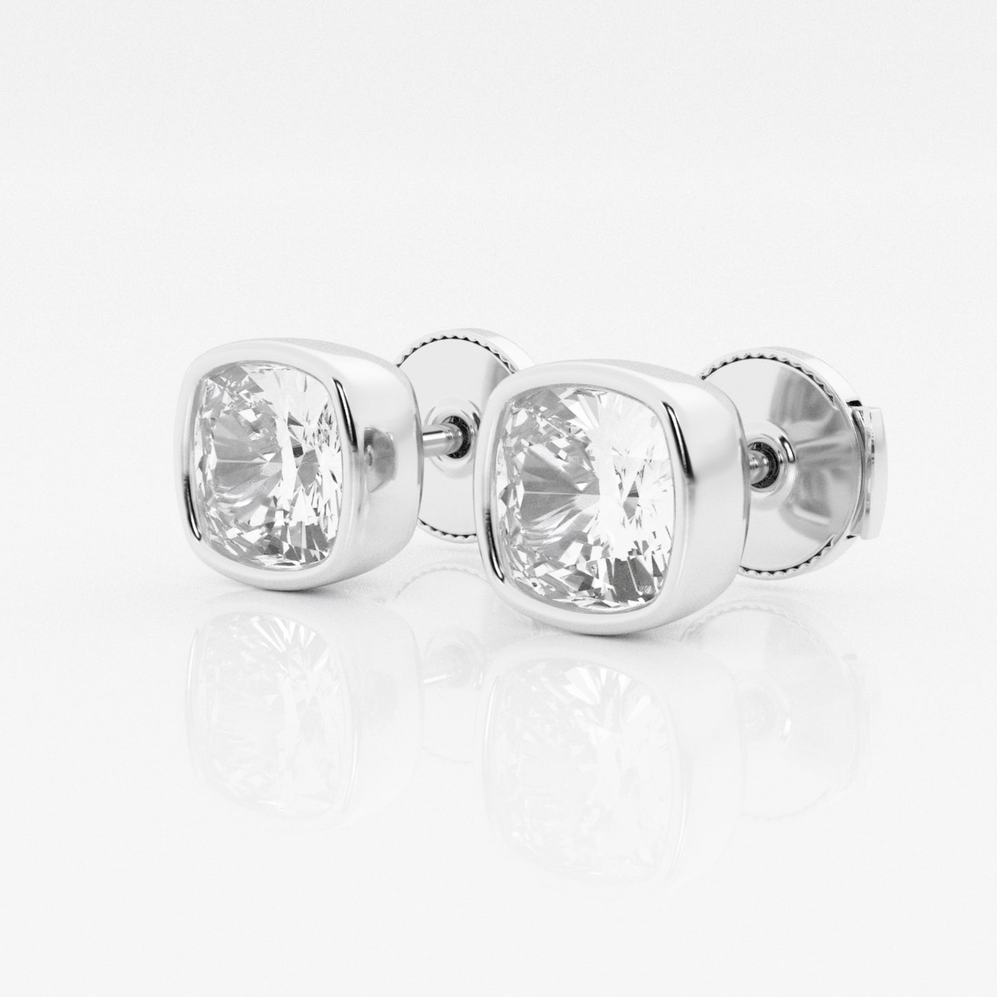 Cushion Lab Diamond Bezel Stud Earrings (7300424564920)