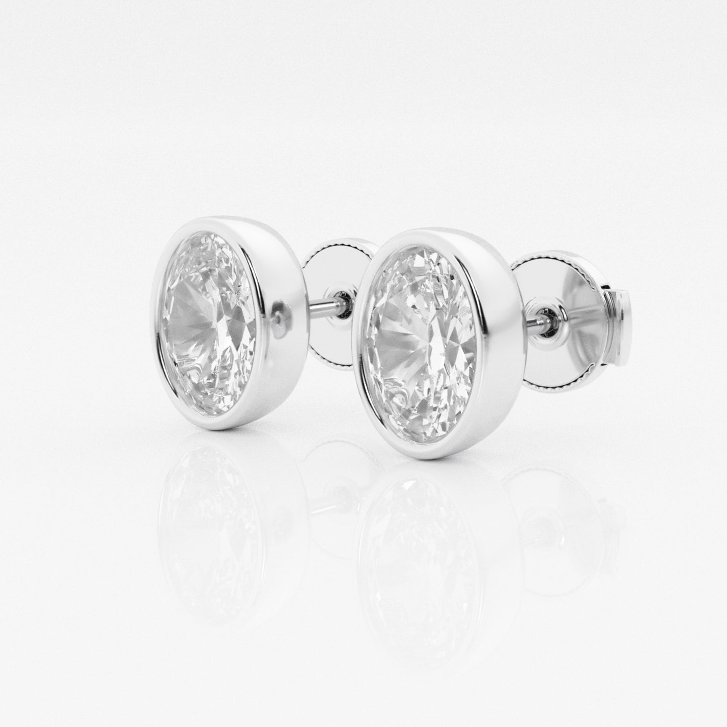 Oval Lab Diamond Bezel Stud Earrings (7300329111736)