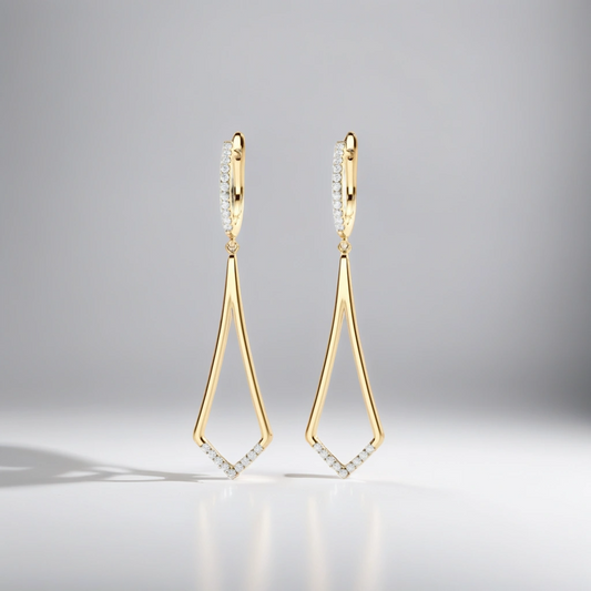 Geometric Pavé Lab Diamond Drop Earrings (7201705689272)