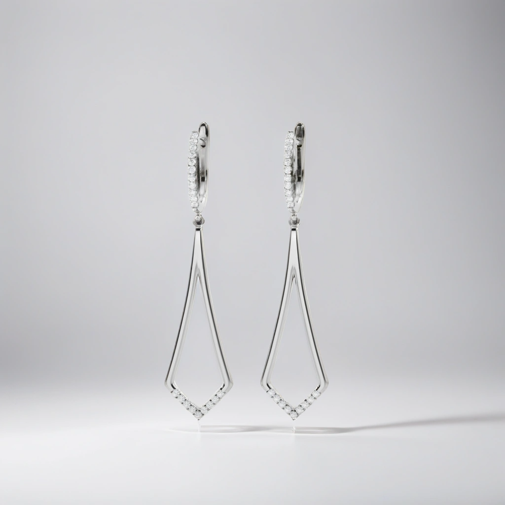 Geometric Pavé Lab Diamond Drop Earrings (7201705689272)