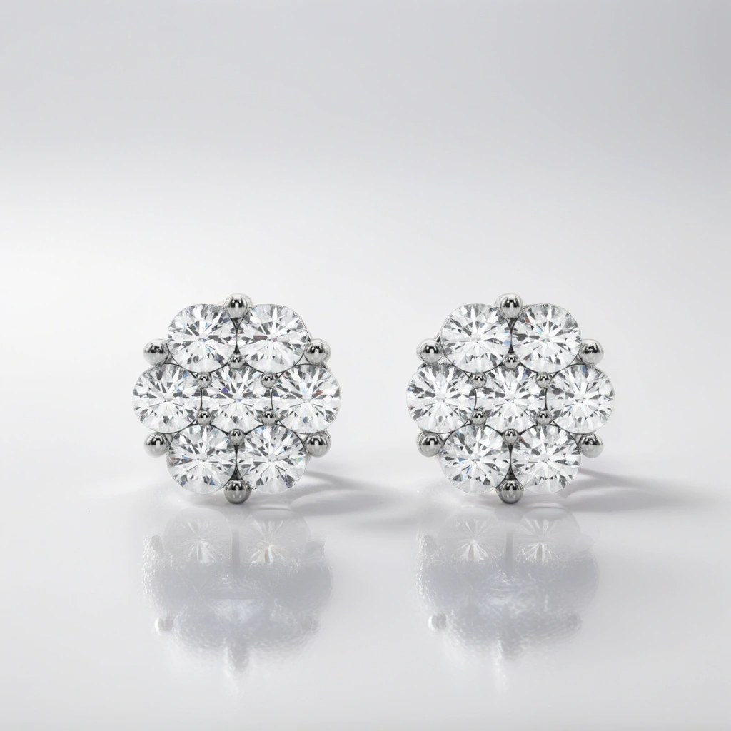 Flower Cluster Lab Diamond Studs (7201705558200)