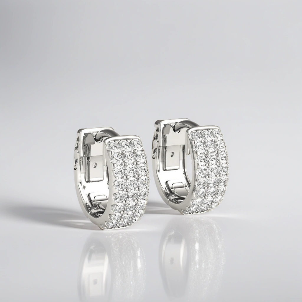 Triple Row Pavé Diamond Huggie Earrings (1/2 ct. tw.) (7196795011256)