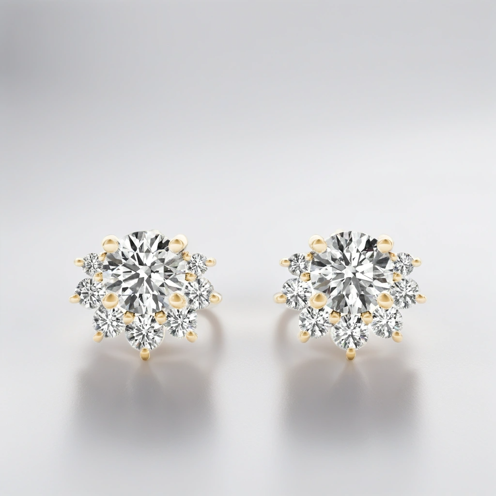 Petal Cluster Lab Diamond Stud Earrings (7201705820344)