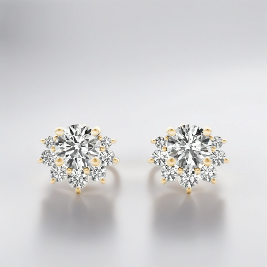Petal Cluster Lab Diamond Stud Earrings (7201705820344)