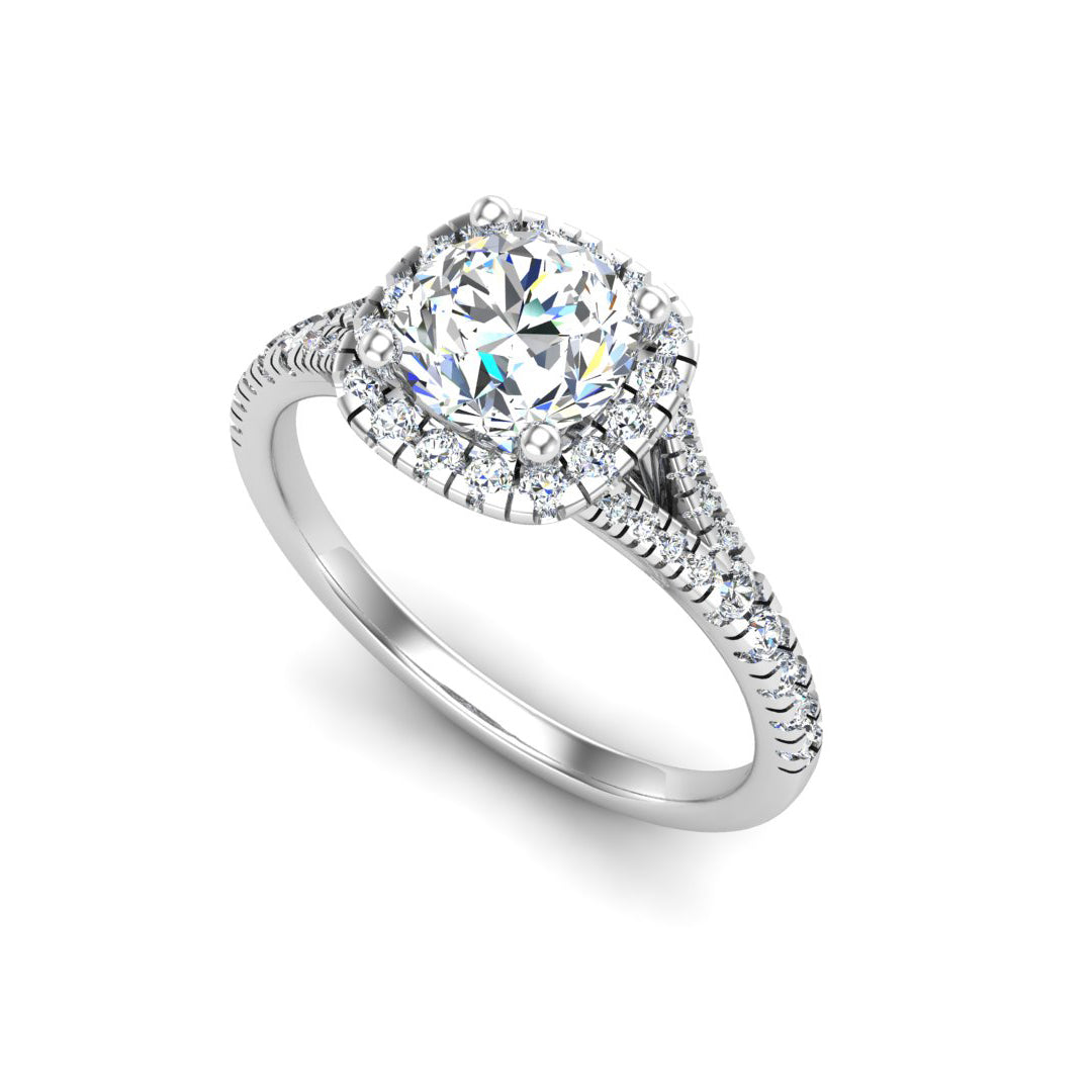 Grace Halo Engagement Ring with Moissanite (7285386674360)