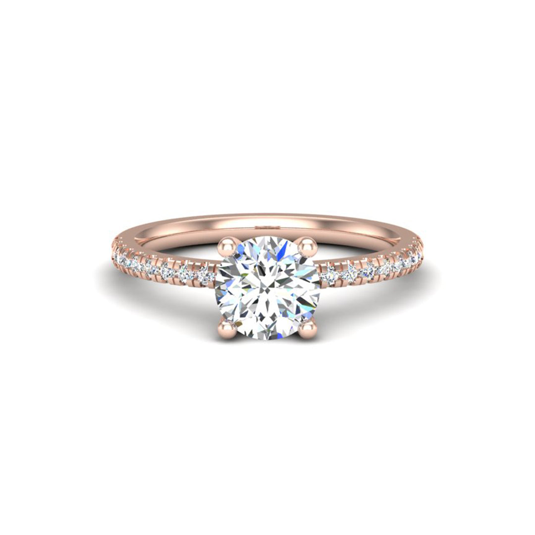 Kennedy Pavé Prong Solitaire Ring with Moissanite (7284349370552)