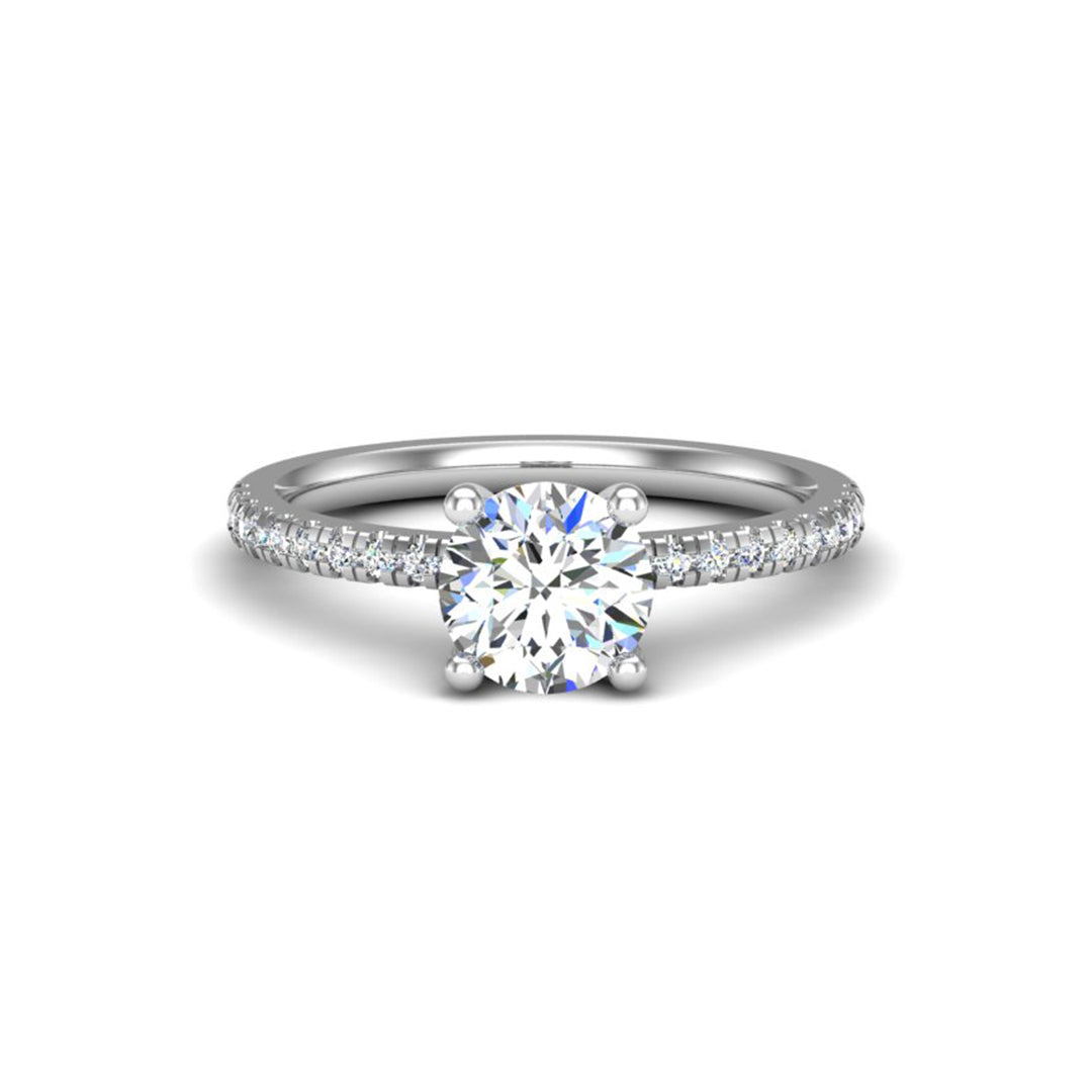 Kennedy Pavé Prong Solitaire Ring with Moissanite (7284349370552)