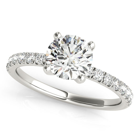 Hazel Classic Pavé Diamond Engagement Ring with Round Moissanite (7285979971768)