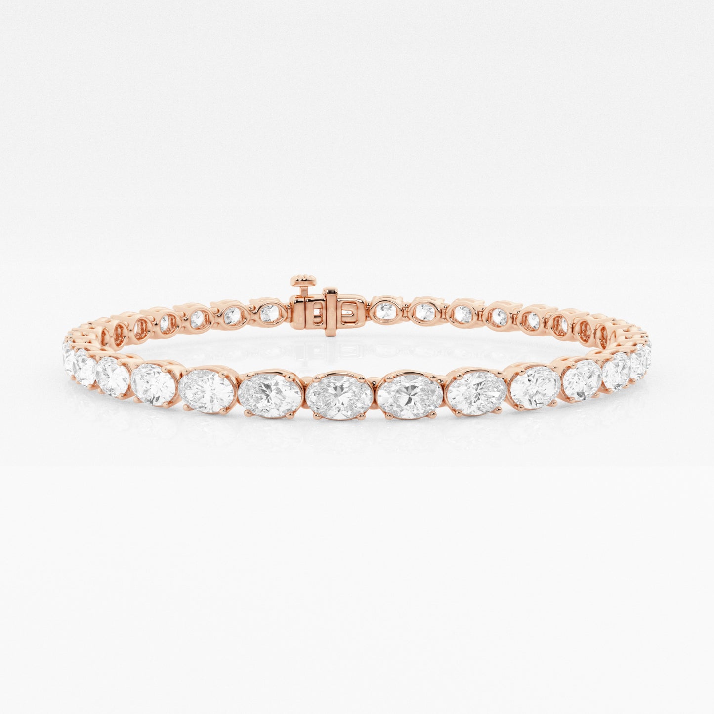 Oval Lab-Grown Diamond East-West Tennis Bracelet (7242891428024)