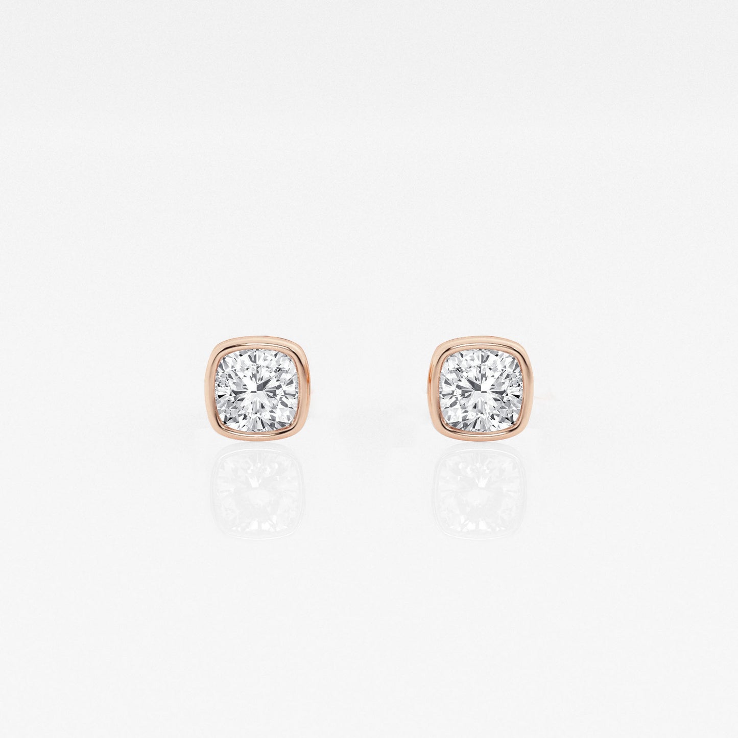 Cushion Lab Diamond Bezel Stud Earrings (7300424564920)