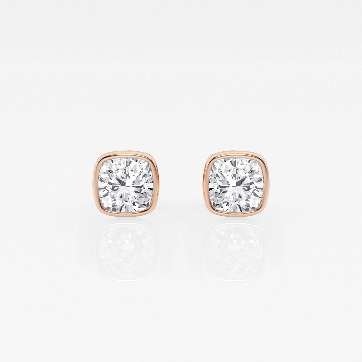 Cushion Lab Diamond Bezel Stud Earrings (7300424564920)