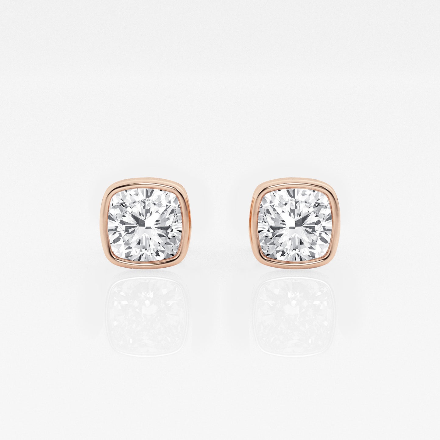 Cushion Lab Diamond Bezel Stud Earrings (7300424564920)