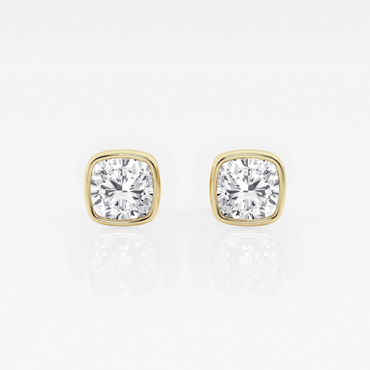 Cushion Lab Diamond Bezel Stud Earrings (7300424564920)