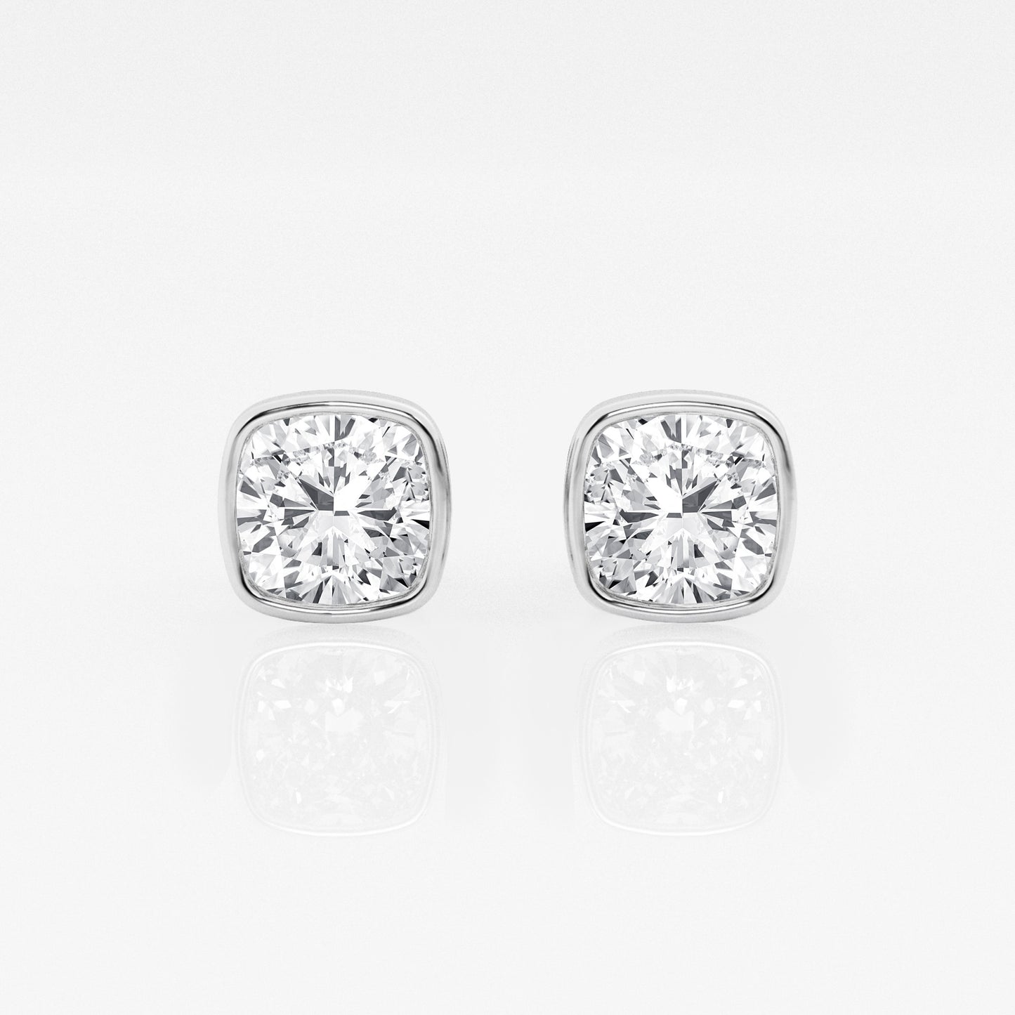 Cushion Lab Diamond Bezel Stud Earrings (7300424564920)