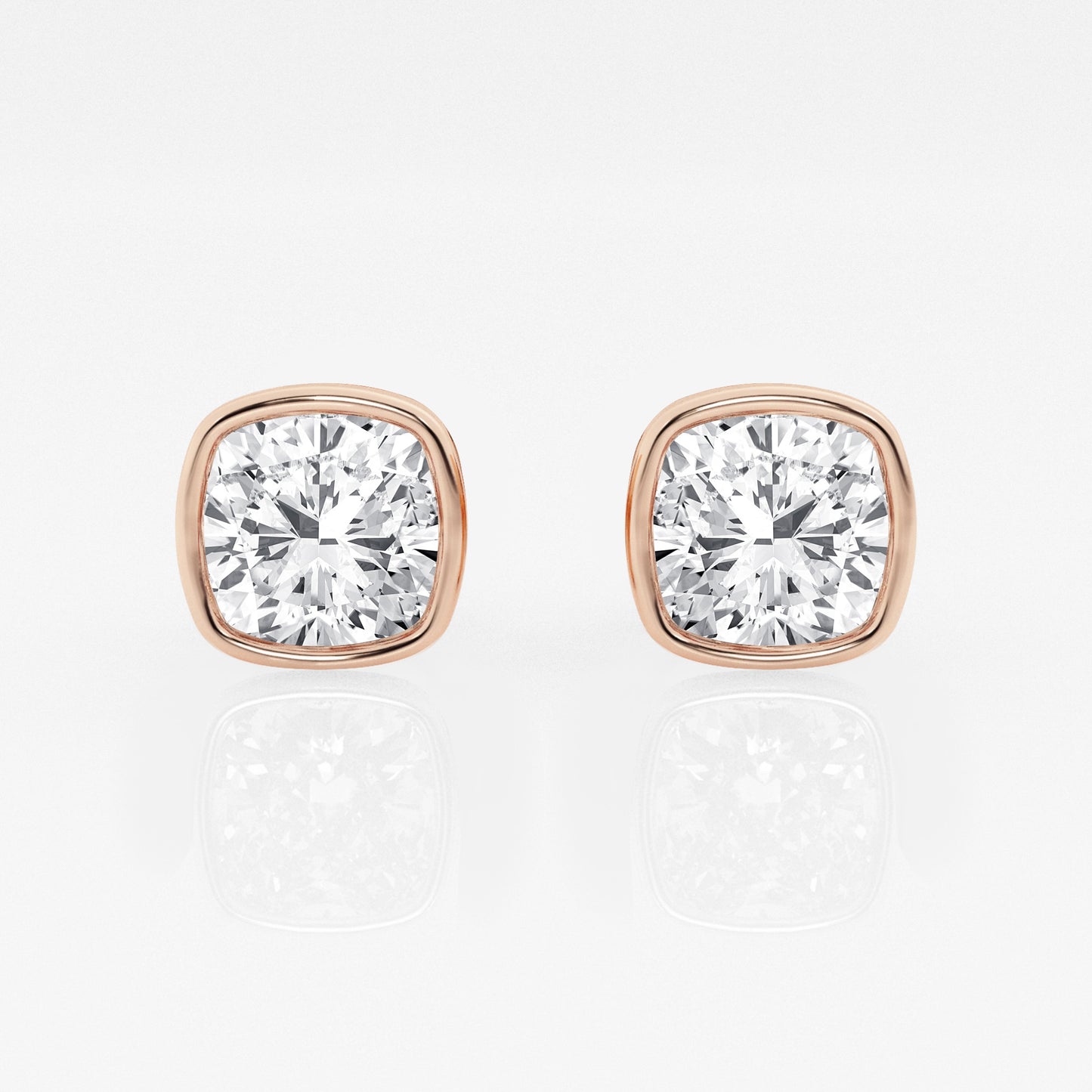 Cushion Lab Diamond Bezel Stud Earrings (7300424564920)