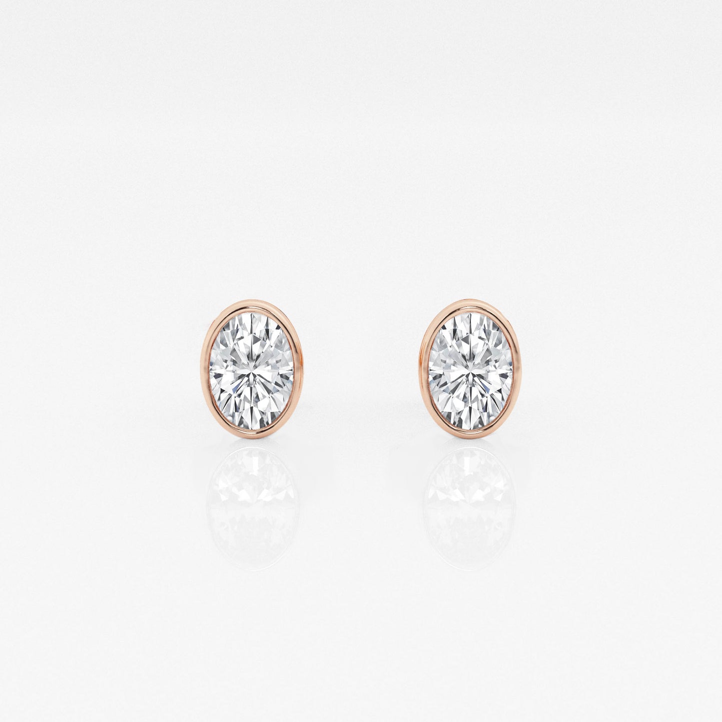 Oval Lab Diamond Bezel Stud Earrings (7300329111736)