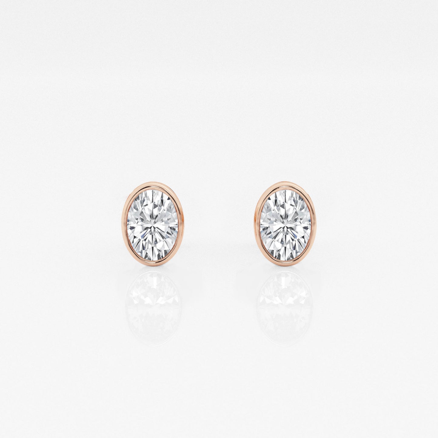 Oval Lab Diamond Bezel Stud Earrings (7300329111736)