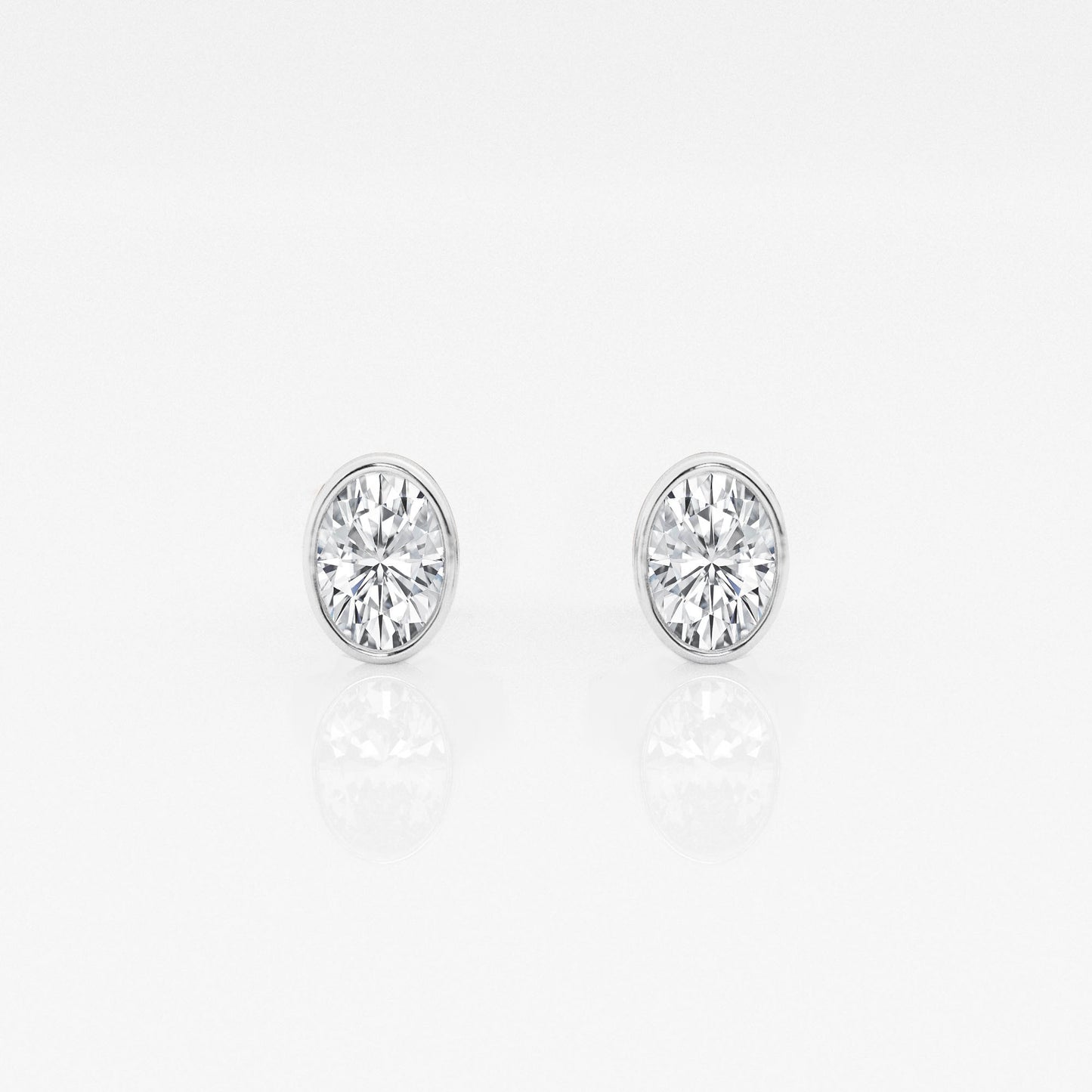 Oval Lab Diamond Bezel Stud Earrings (7300329111736)
