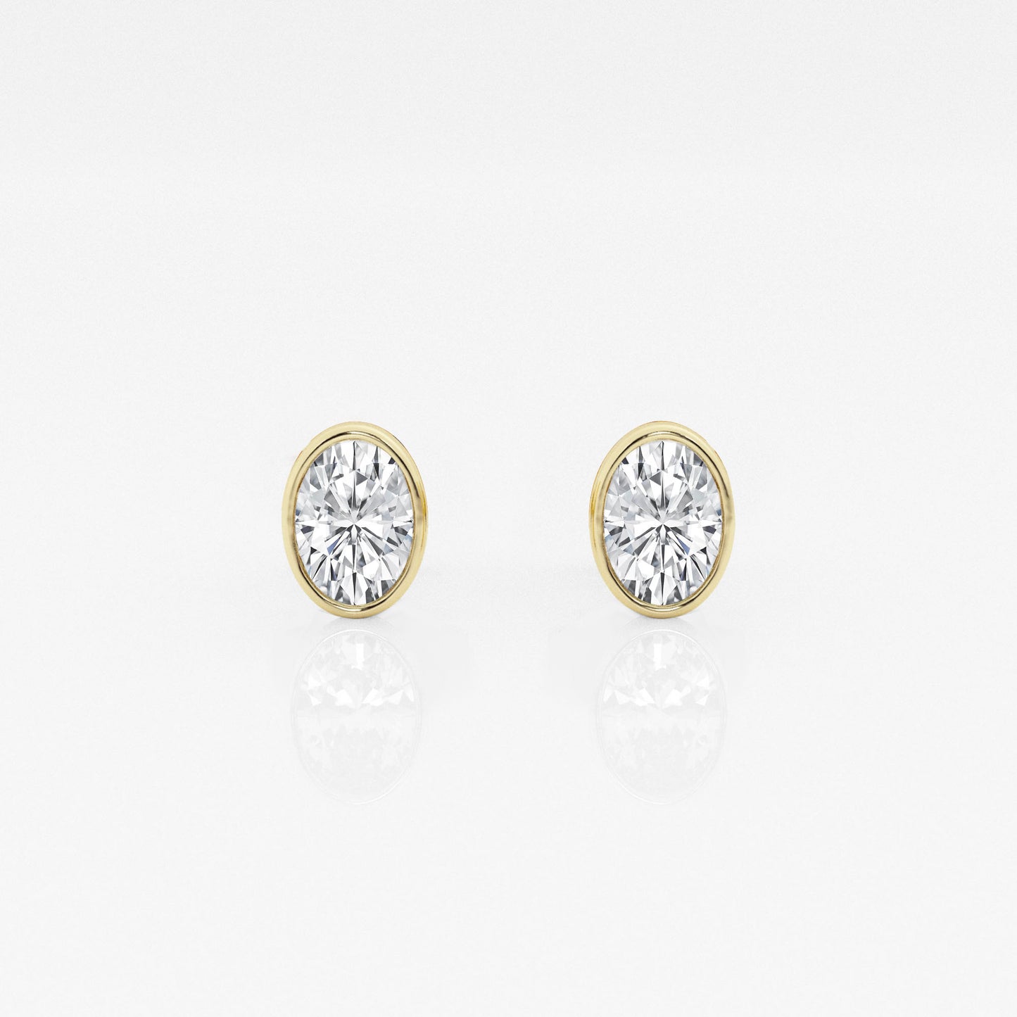 Oval Lab Diamond Bezel Stud Earrings (7300329111736)