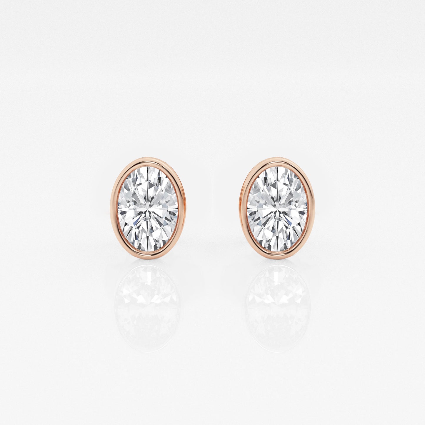 Oval Lab Diamond Bezel Stud Earrings (7300329111736)