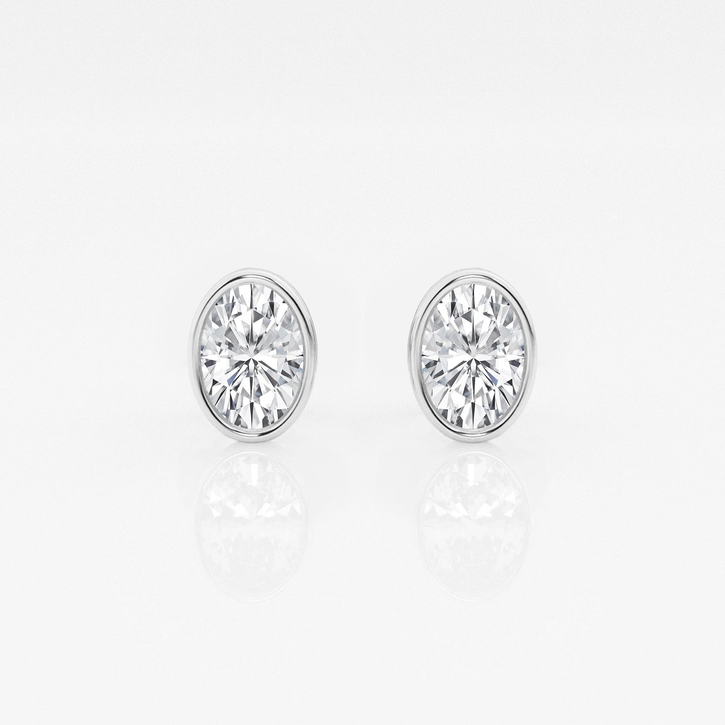 Oval Lab Diamond Bezel Stud Earrings (7300329111736)