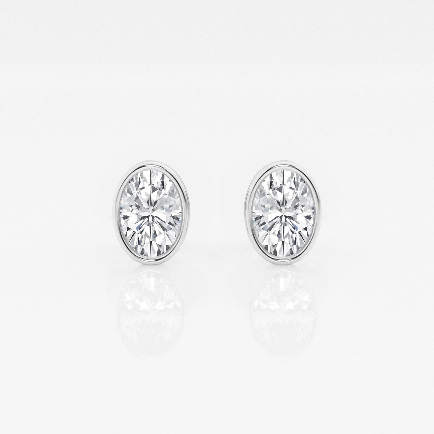 Oval Lab Diamond Bezel Stud Earrings (7300329111736)