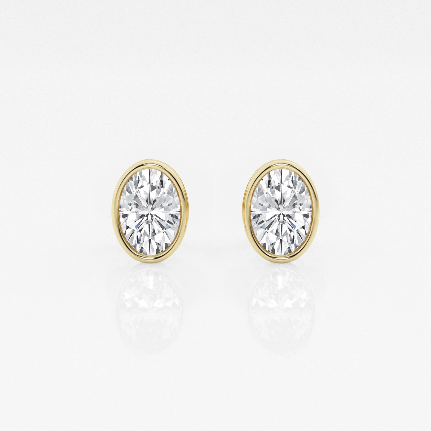 Oval Lab Diamond Bezel Stud Earrings (7300329111736)