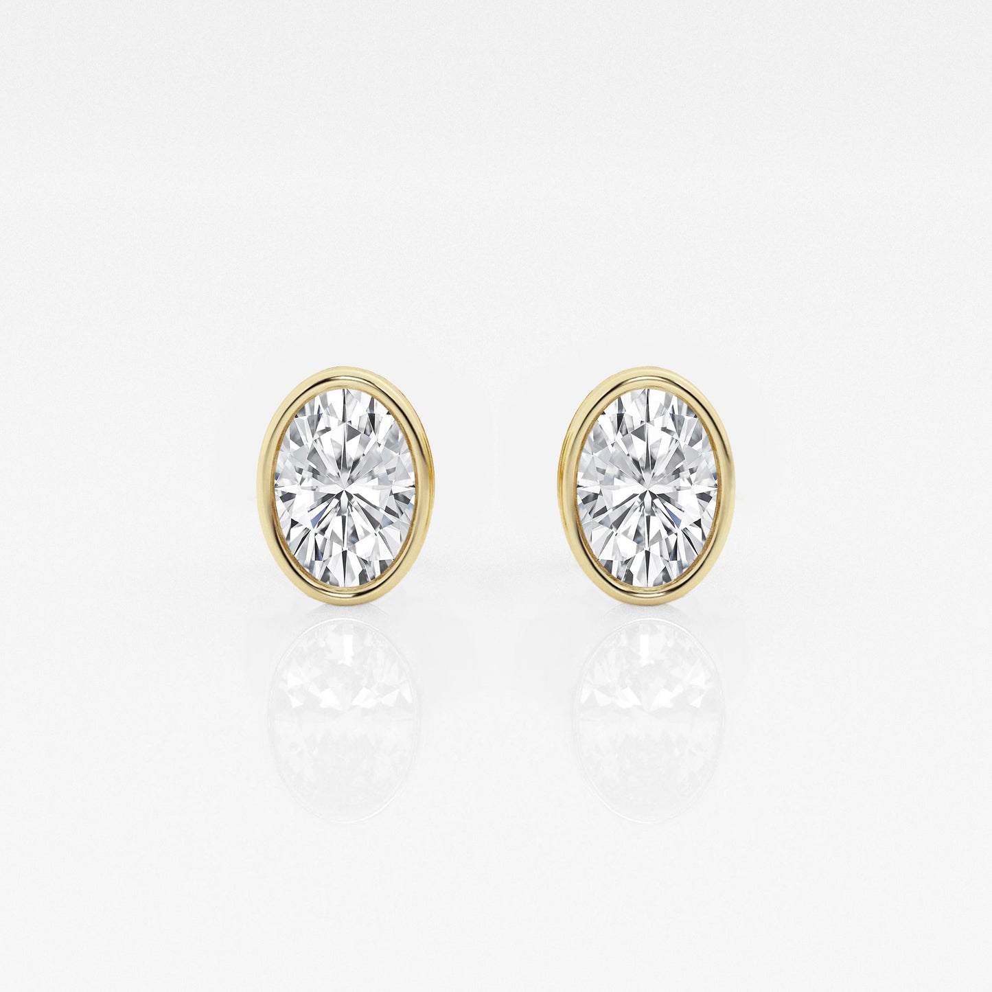 Oval Lab Diamond Bezel Stud Earrings (7300329111736)