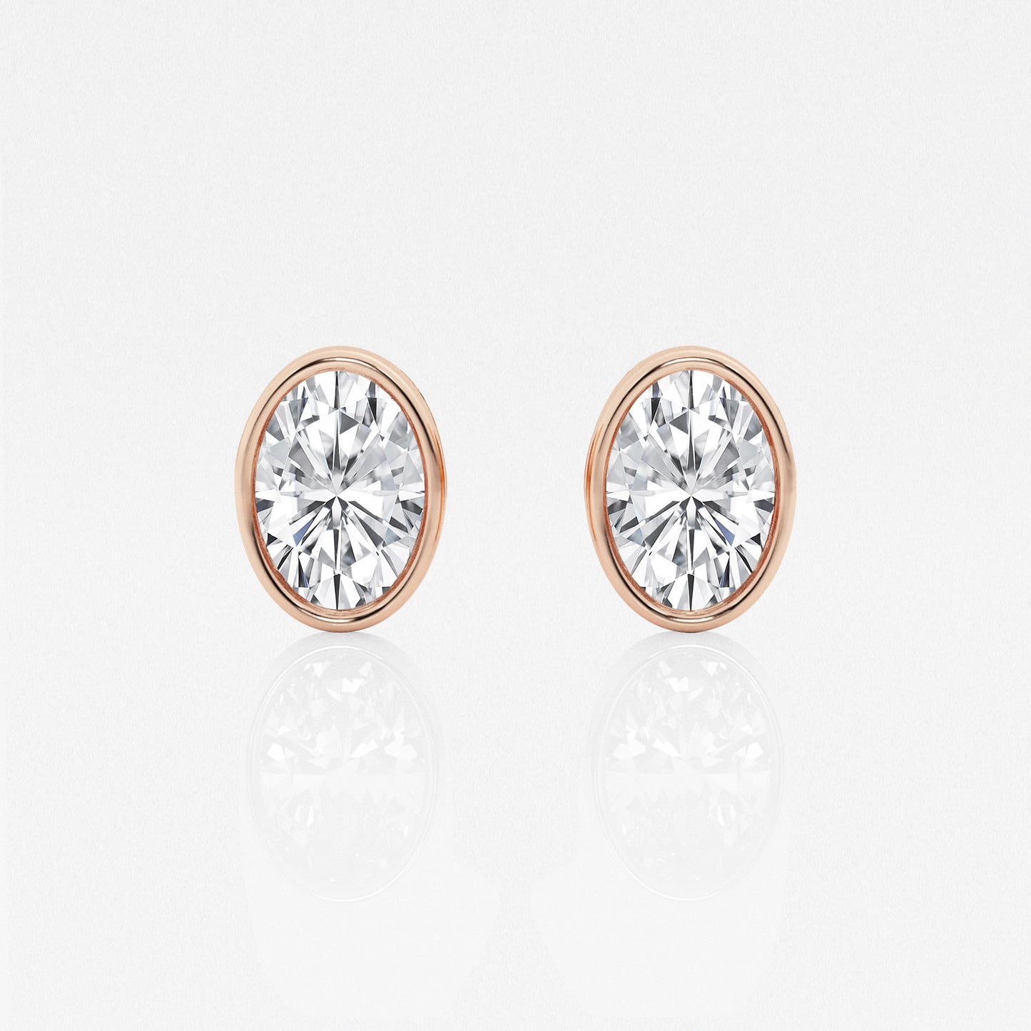 Oval Lab Diamond Bezel Stud Earrings (7300329111736)