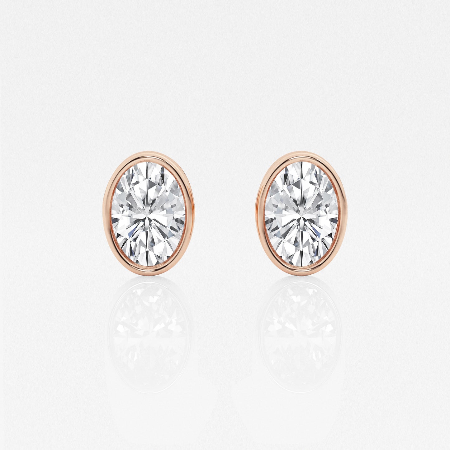 Oval Lab Diamond Bezel Stud Earrings (7300329111736)