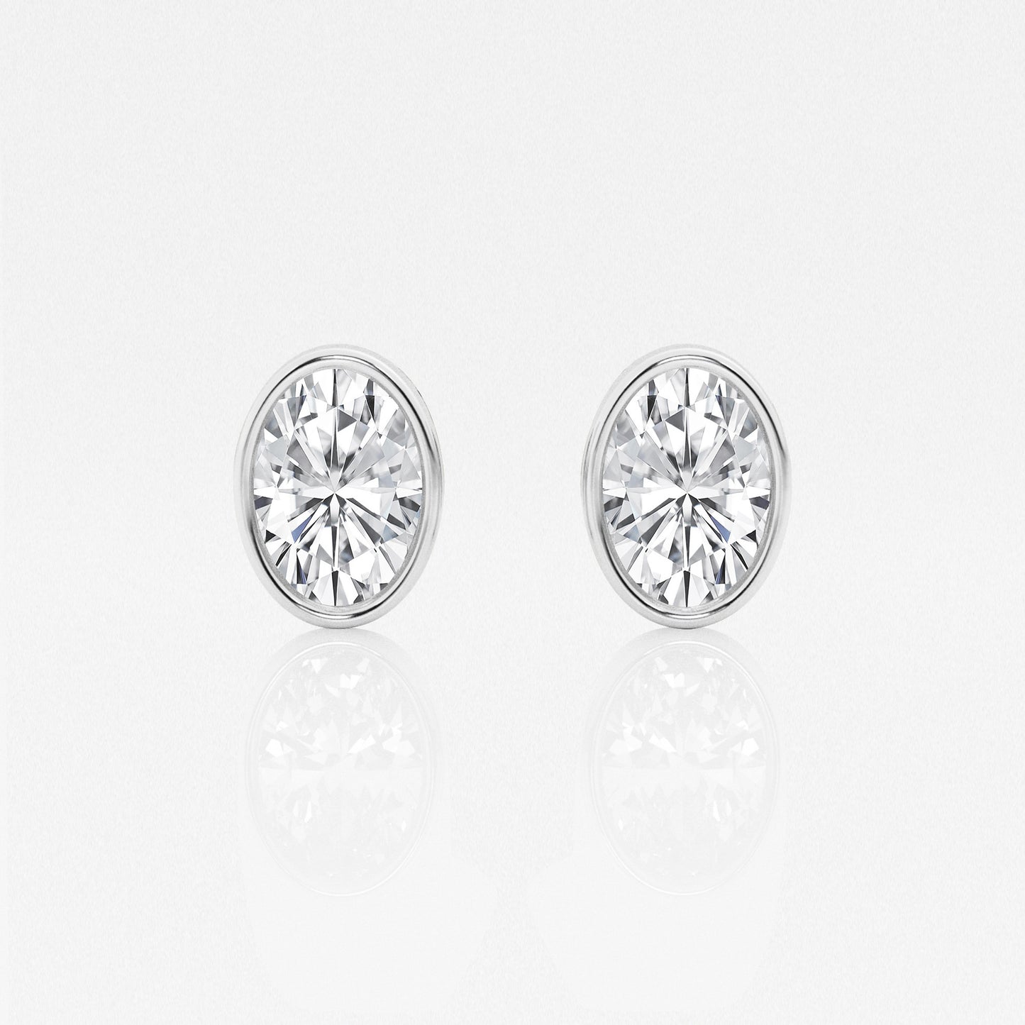 Oval Lab Diamond Bezel Stud Earrings (7300329111736)