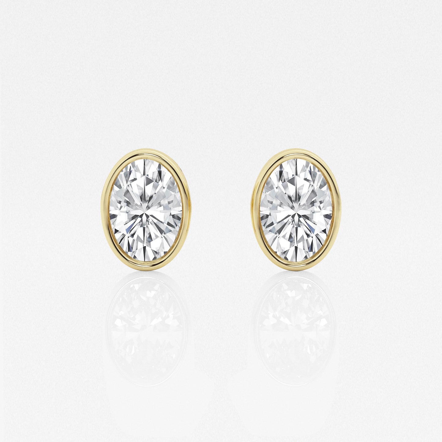 Oval Lab Diamond Bezel Stud Earrings (7300329111736)