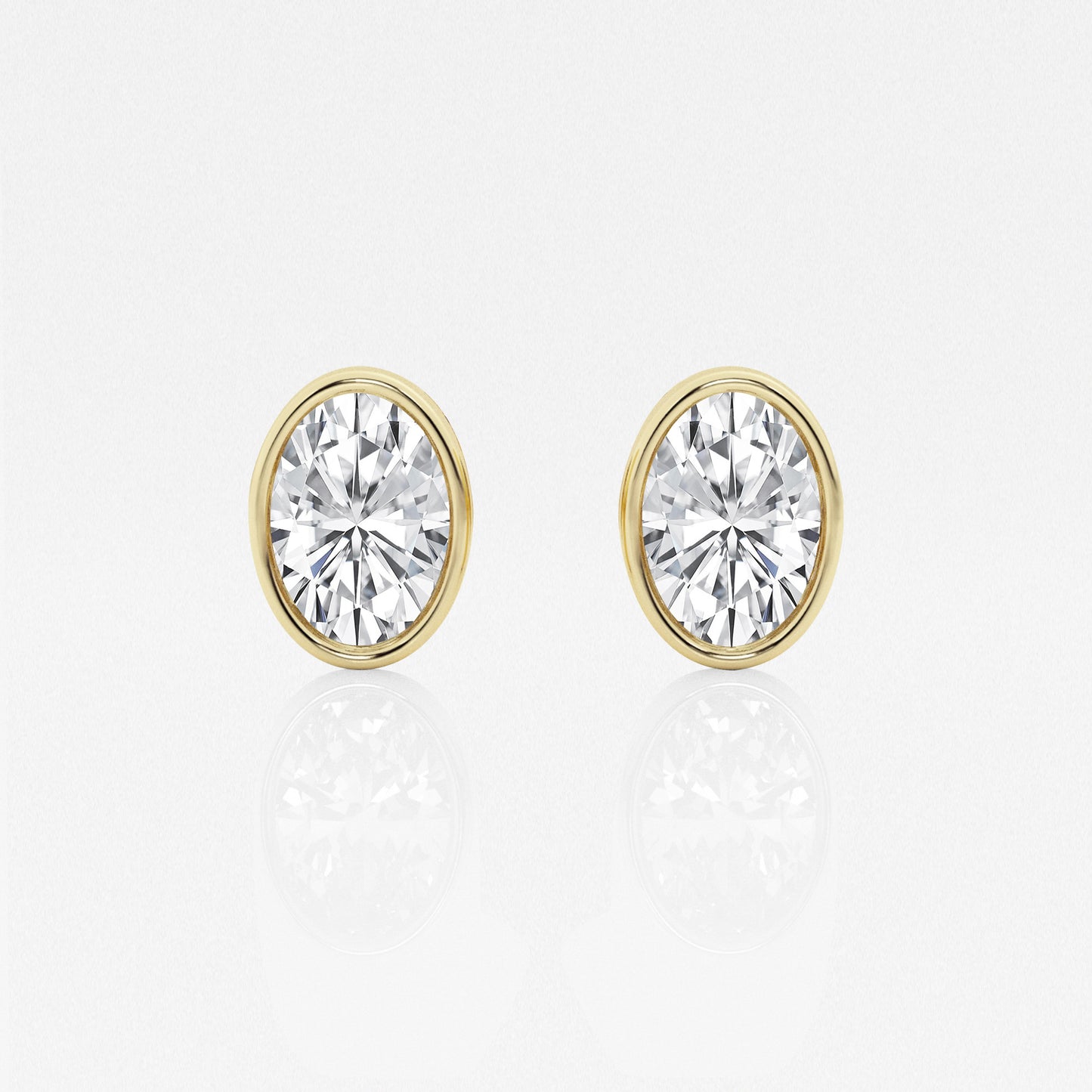 Oval Lab Diamond Bezel Stud Earrings (7300329111736)